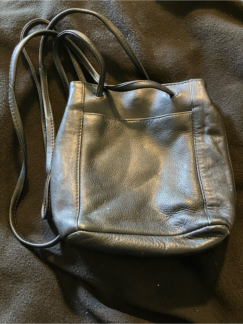 Paul & Taylor Black Leather Crossbody Double Compartment Bag